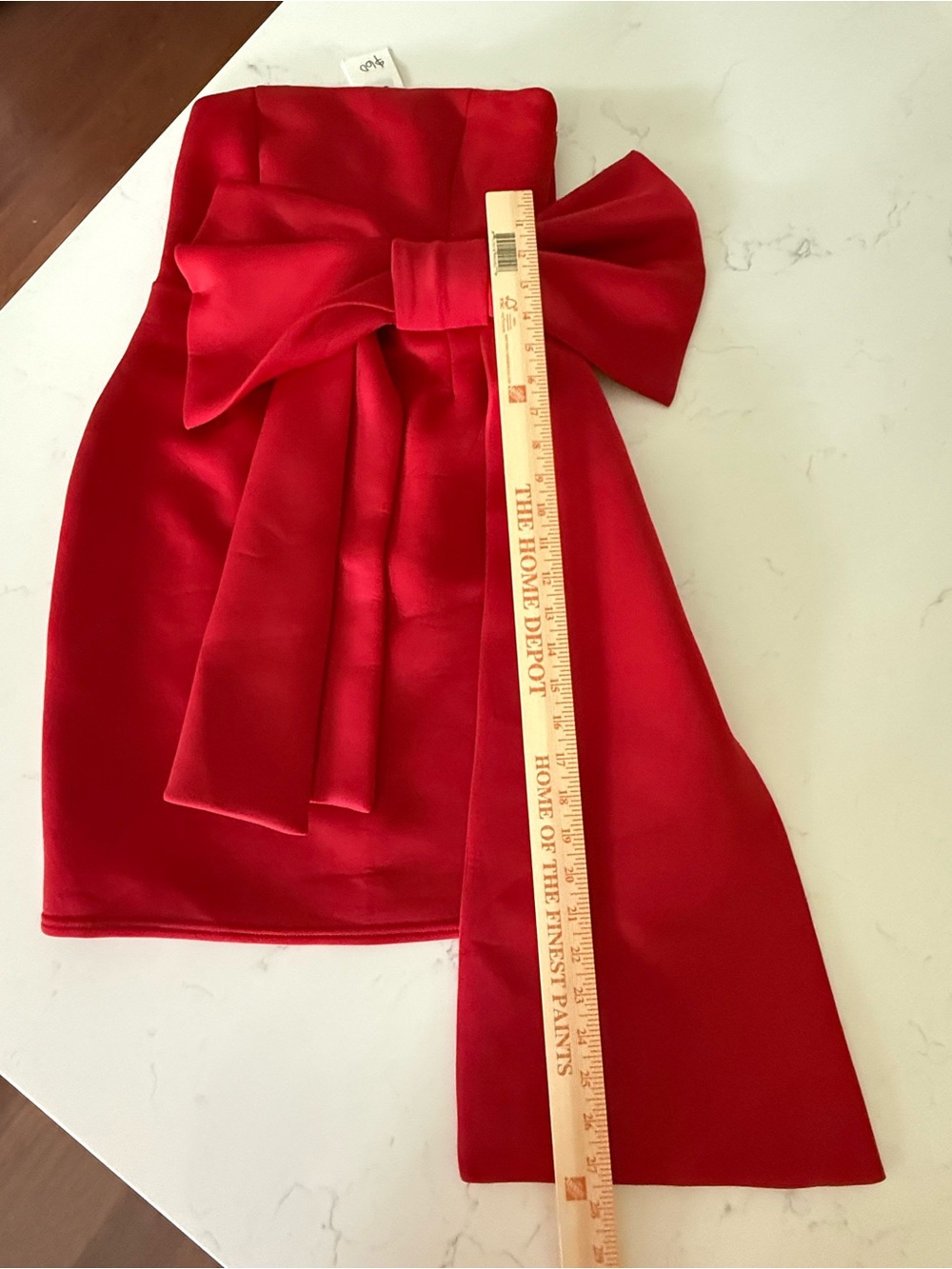 Quiz Size 6 Red Strapless Mini Dress with Statement Bow Stretch America 1776 - Picture 9 of 12